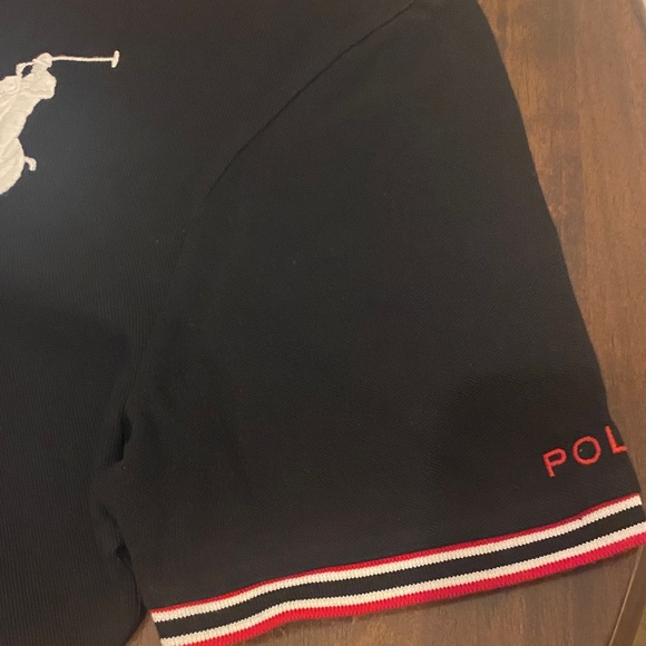 P Wing Polo by Ralph Lauren Black Polo with Red Accents - Picture 3 of 6